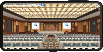 3D Event Designer 2D floor plan view on a mobile